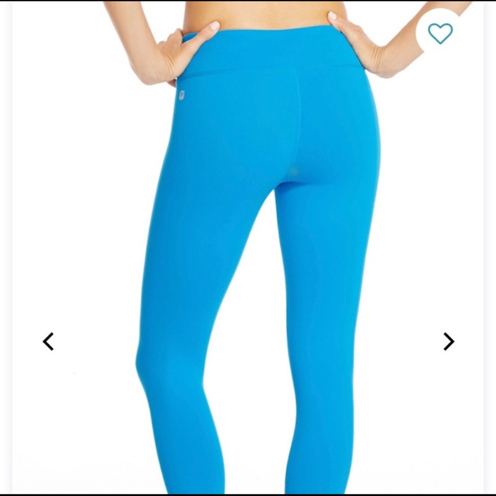 Fabletics mid-rise powerhold capri blue leggings